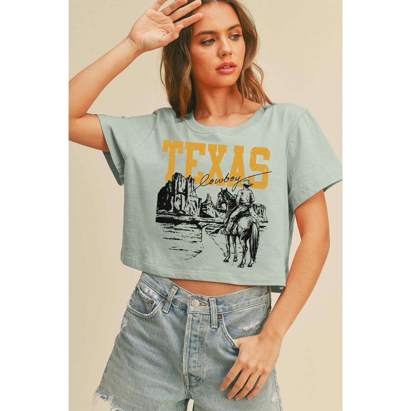 Texas Cowboy Dusty Mint Graphic Tee
