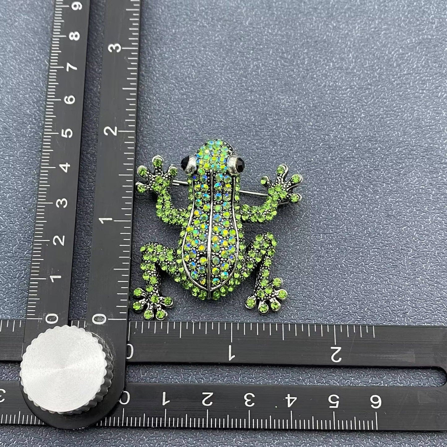 Rhinestone Frog Brooch