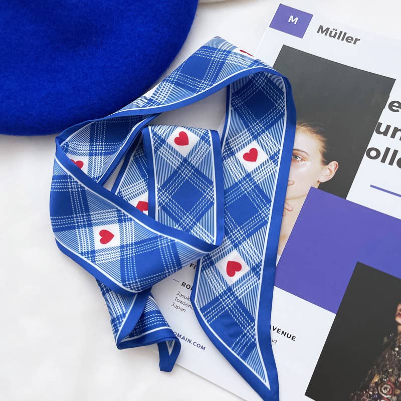Blue Pattern Skinny Scarf