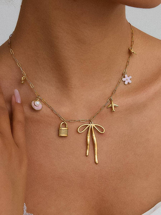 18K Gold Bow Charm Necklace - Purpose + Passion Boutique