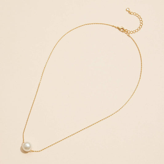 18K Gold Dip Necklace with 10mm Classic Pearl Charm - Purpose + Passion Boutique