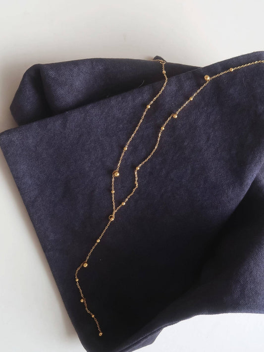 18K Gold Non - Tarnish Dressy Beaded Y Lariat Necklace - Purpose + Passion Boutique