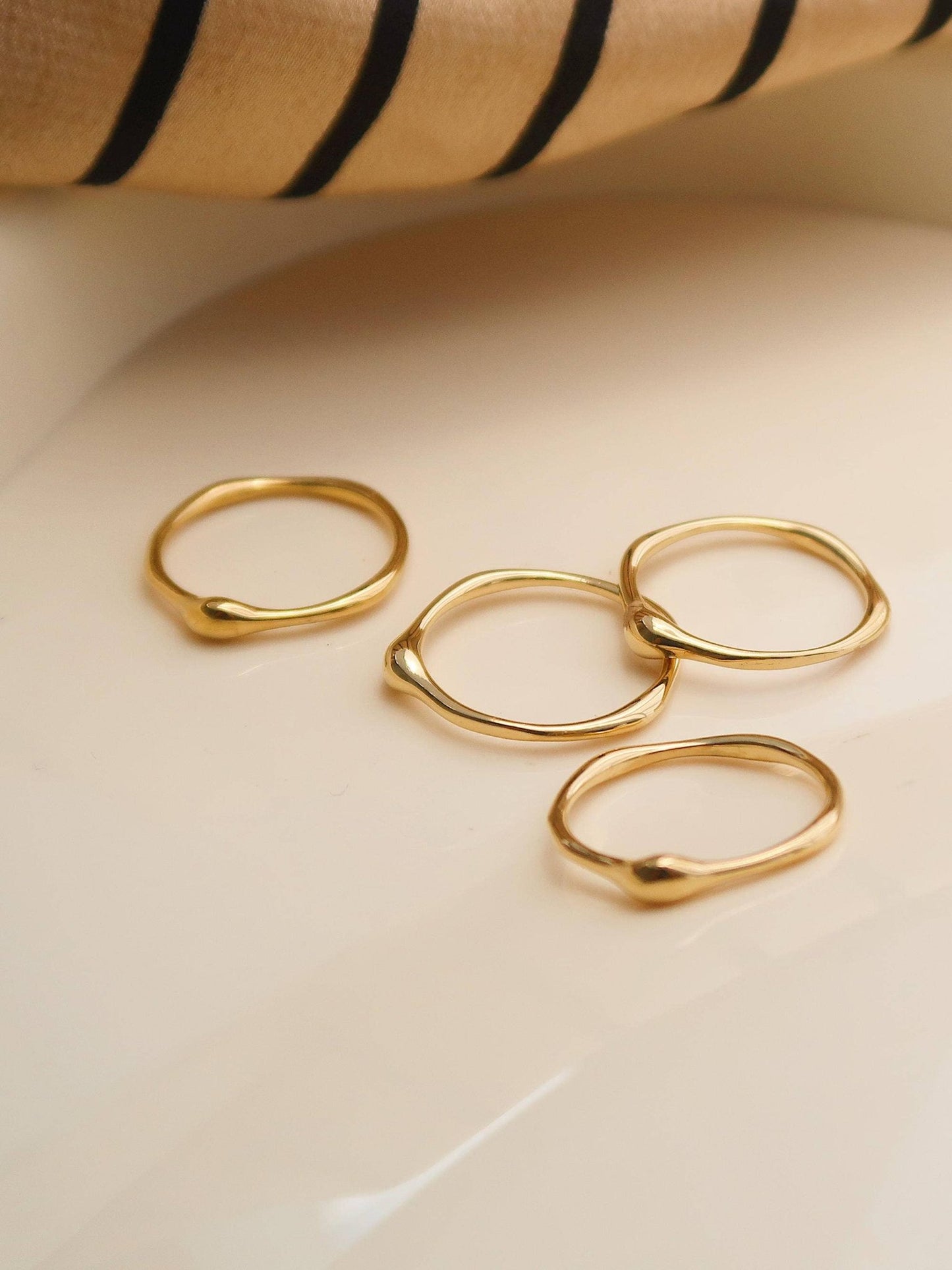 18K Gold Non - Tarnish Minimalist Band Rings - Purpose + Passion Boutique