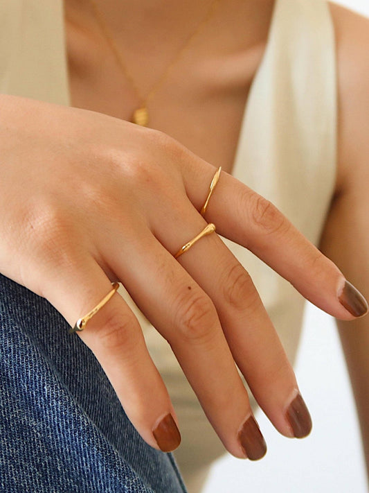 18K Gold Non - Tarnish Minimalist Band Rings - Purpose + Passion Boutique