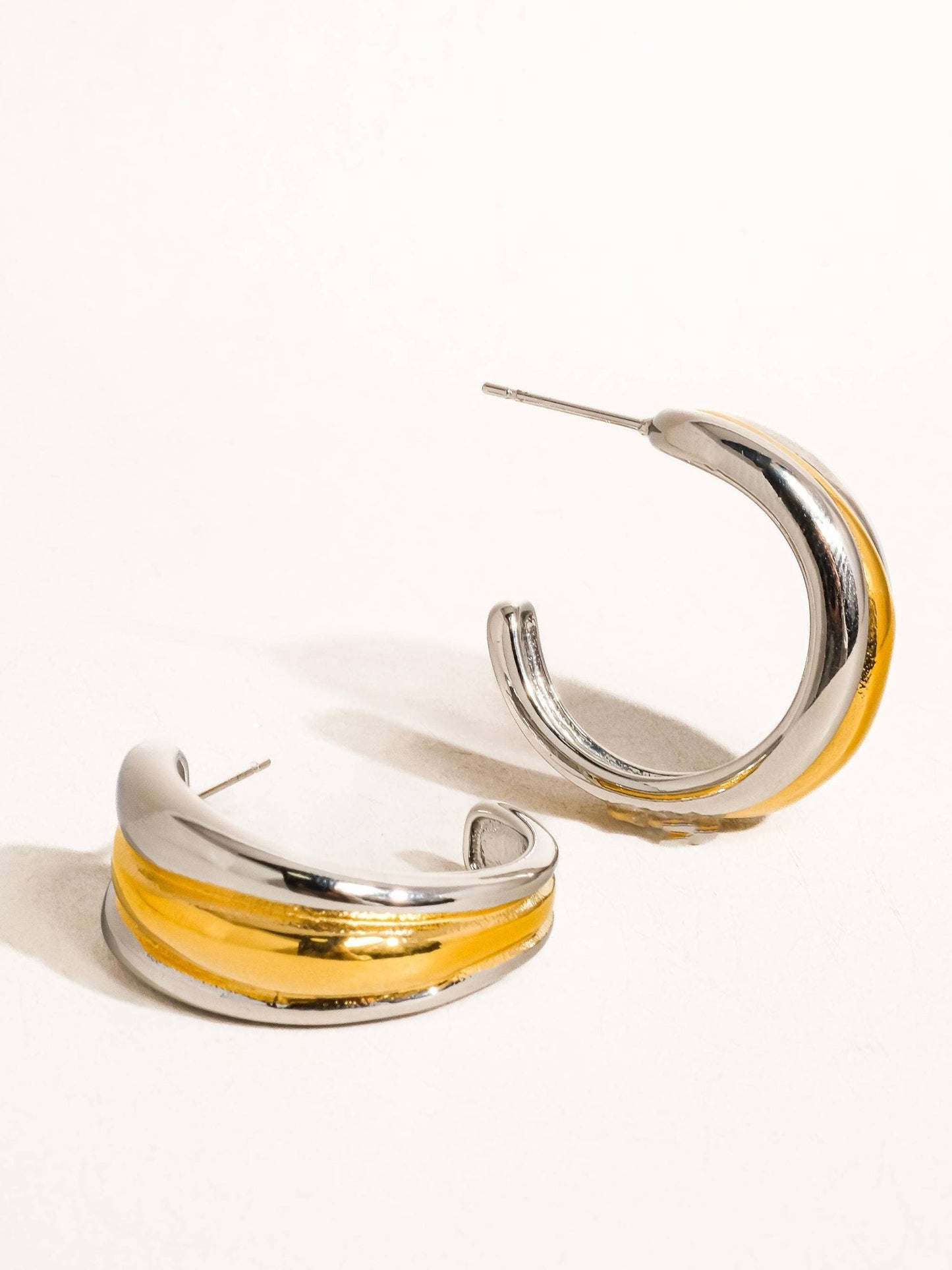 18K Gold & Silver Hoop Earring - Purpose + Passion Boutique
