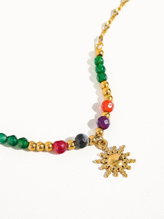 18K Gold Sun Necklace with Beads - Purpose + Passion Boutique