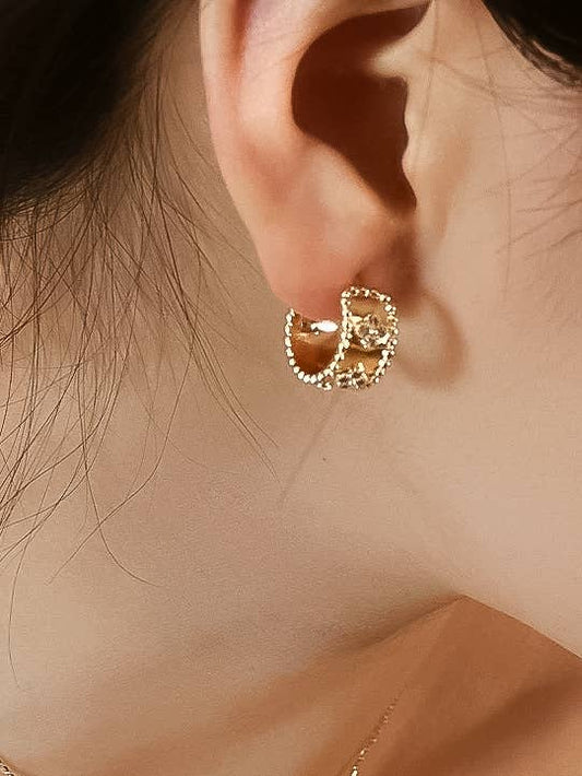 18K Gold Vintage Floral Hoop Earring - Purpose + Passion Boutique