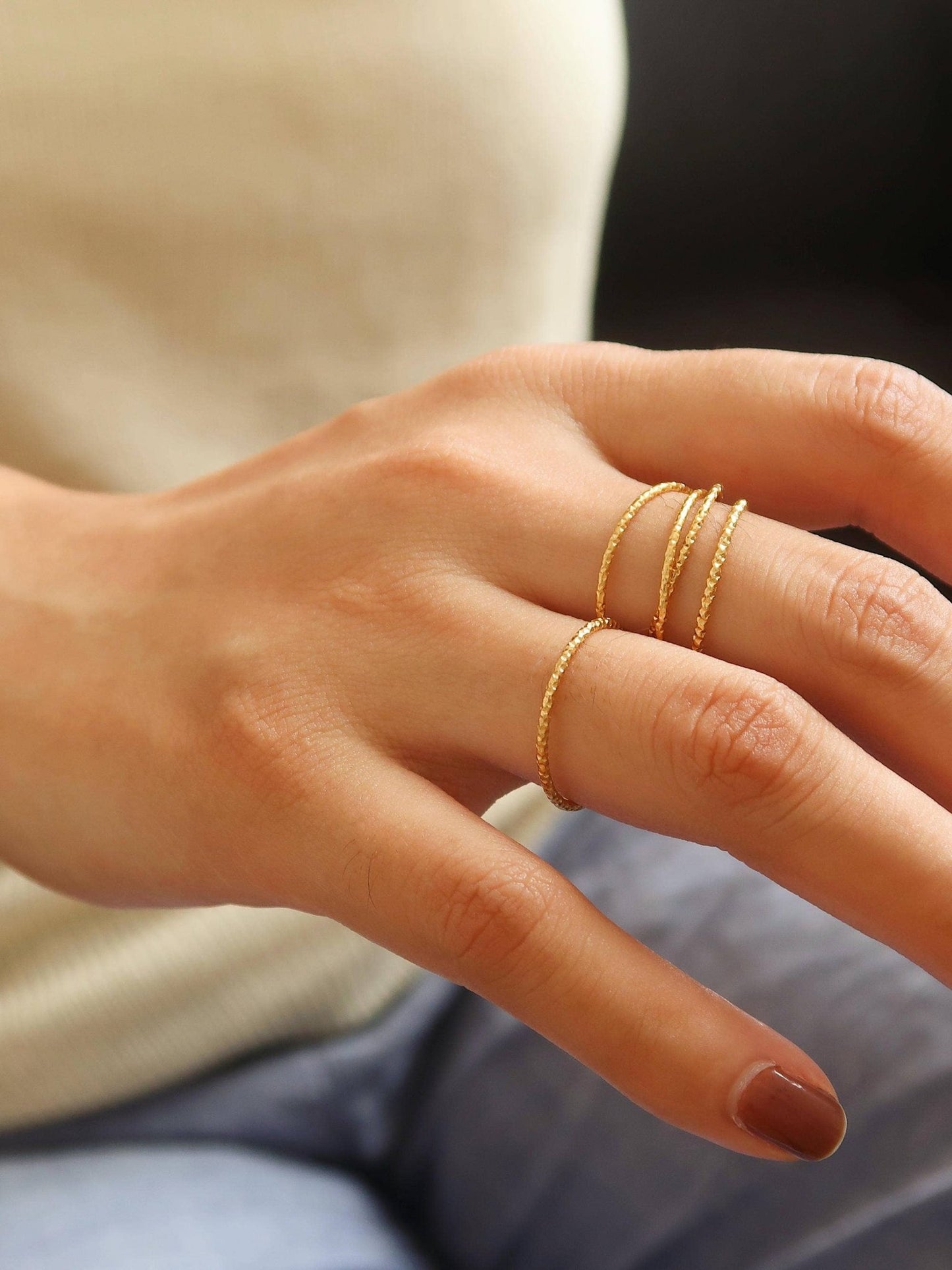 18K Non - Tarnish Minimalist Thin Braided Ring - Purpose + Passion Boutique