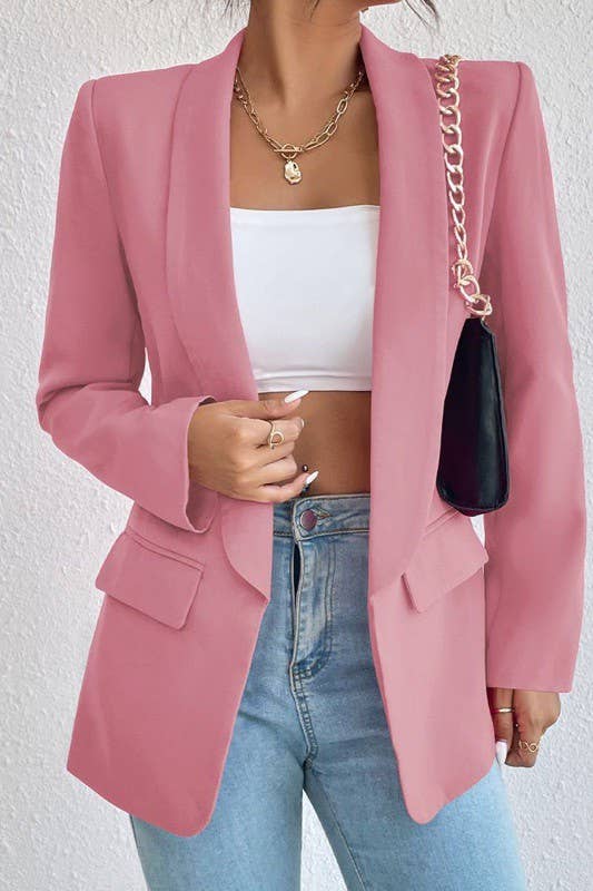 Pink Open Front Blazer