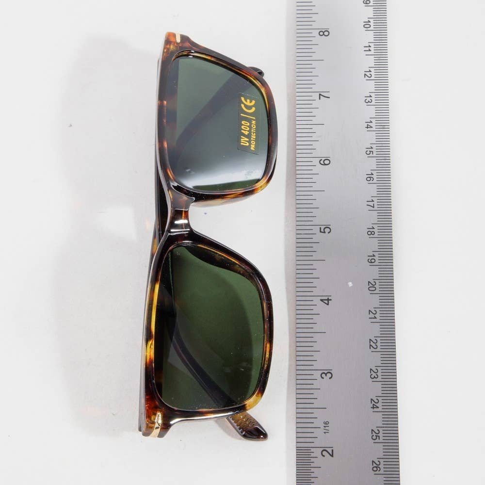 Metallic Accent Square Tortoise Sunglasses