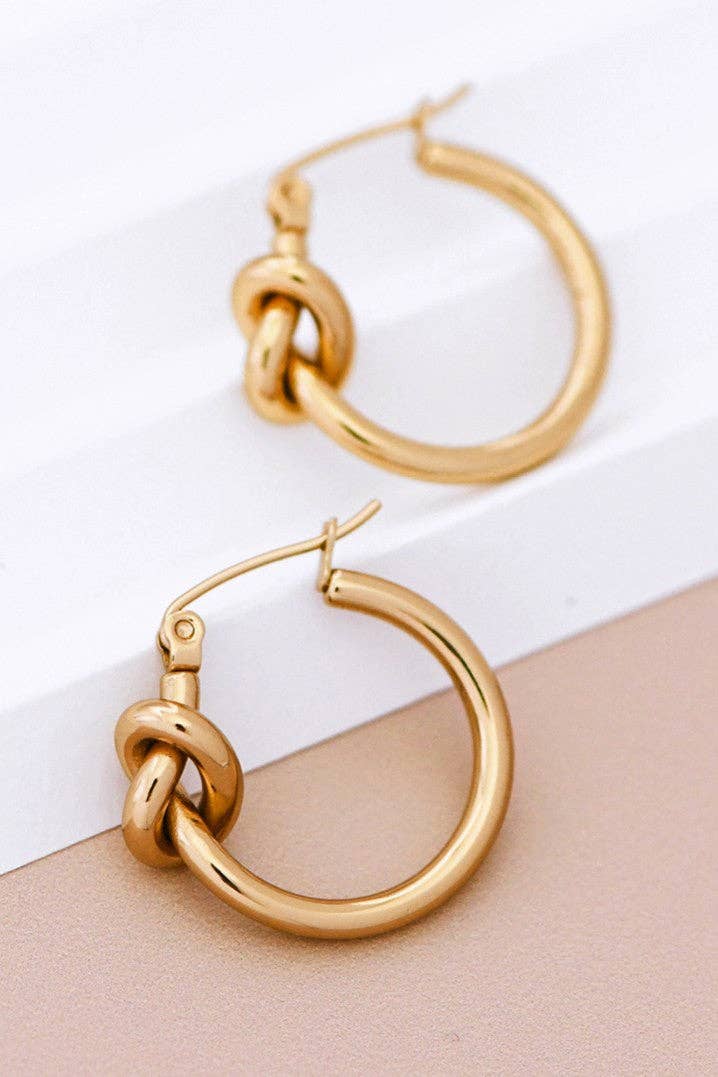 18K Gold Plated Waterproof Stainless Steel Hoop Earrings