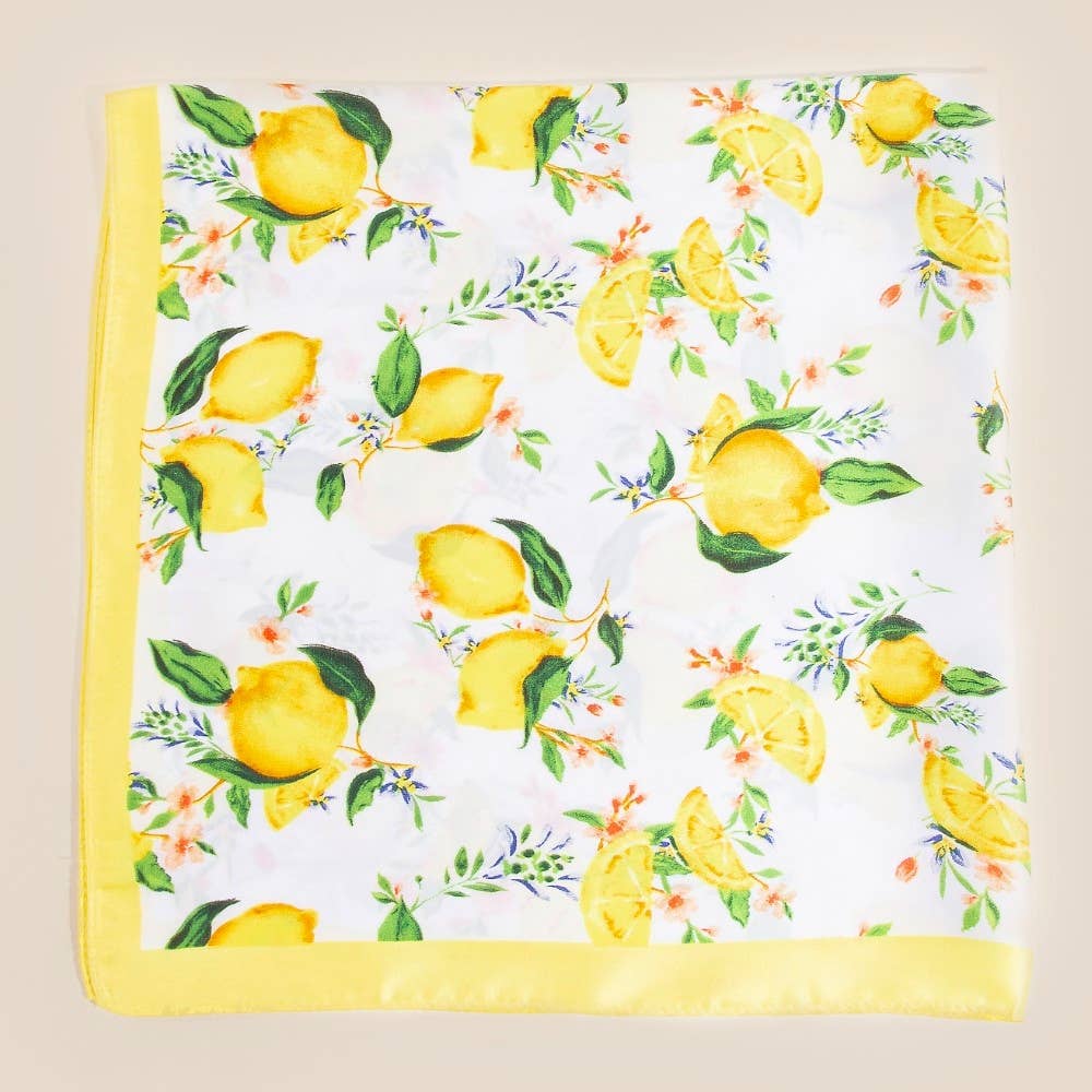 Lemons + Flowers Square Bandana Scarf