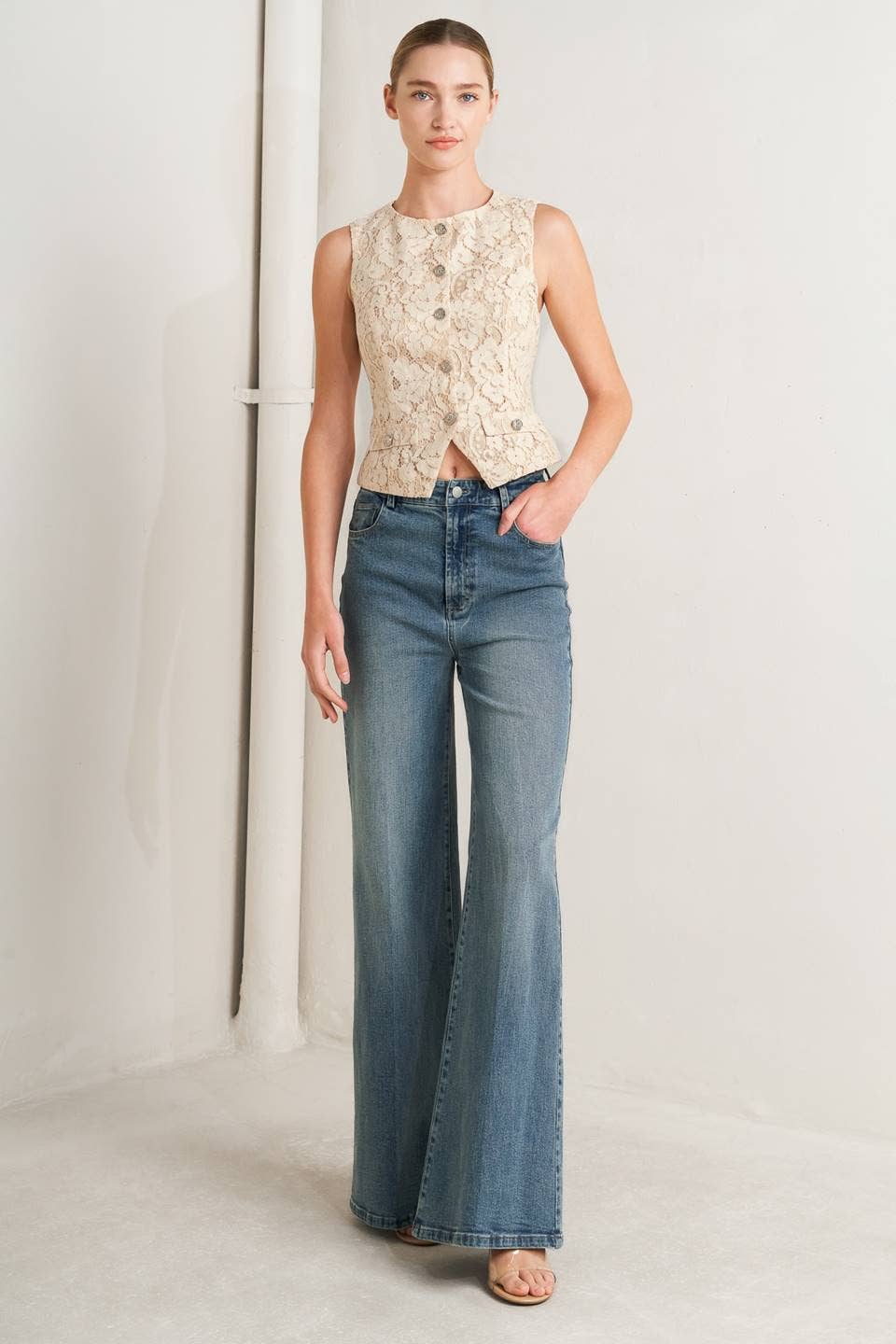 Light Peach Woven Vest