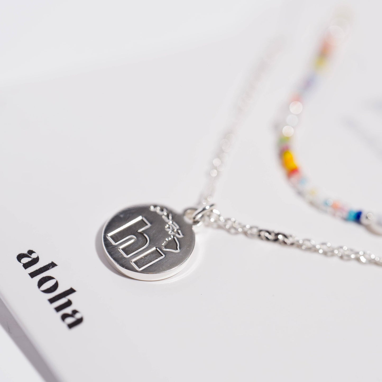"Aloha" Silver Hawaii Necklace Set