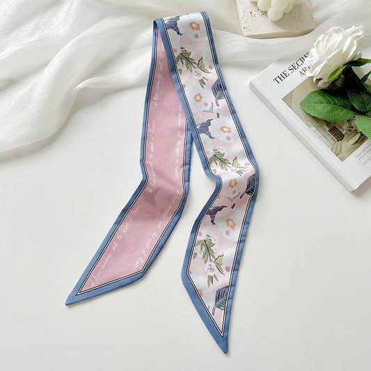 Elegant Floral Print Skinny Scarf