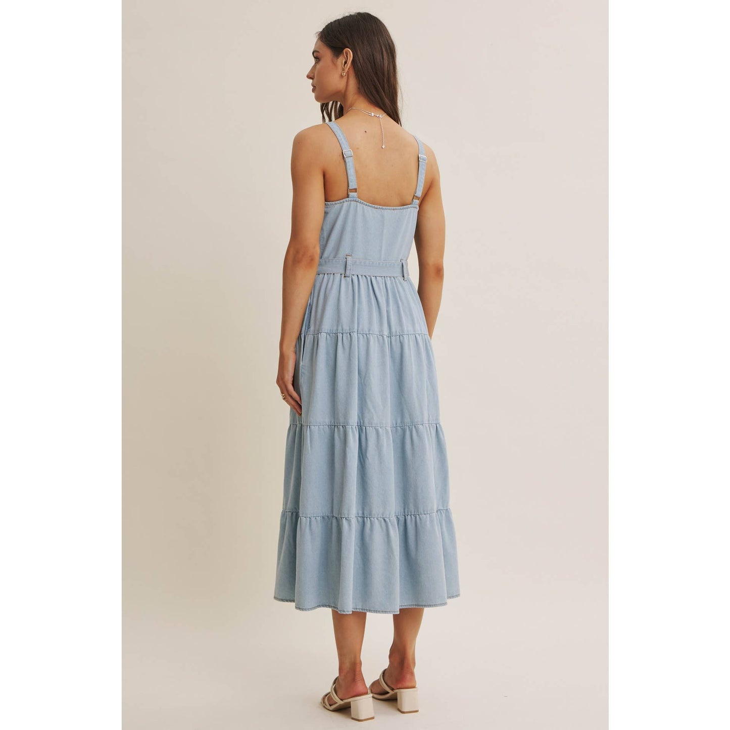 Mineral-Wahed Denim Midi Dress with Belt