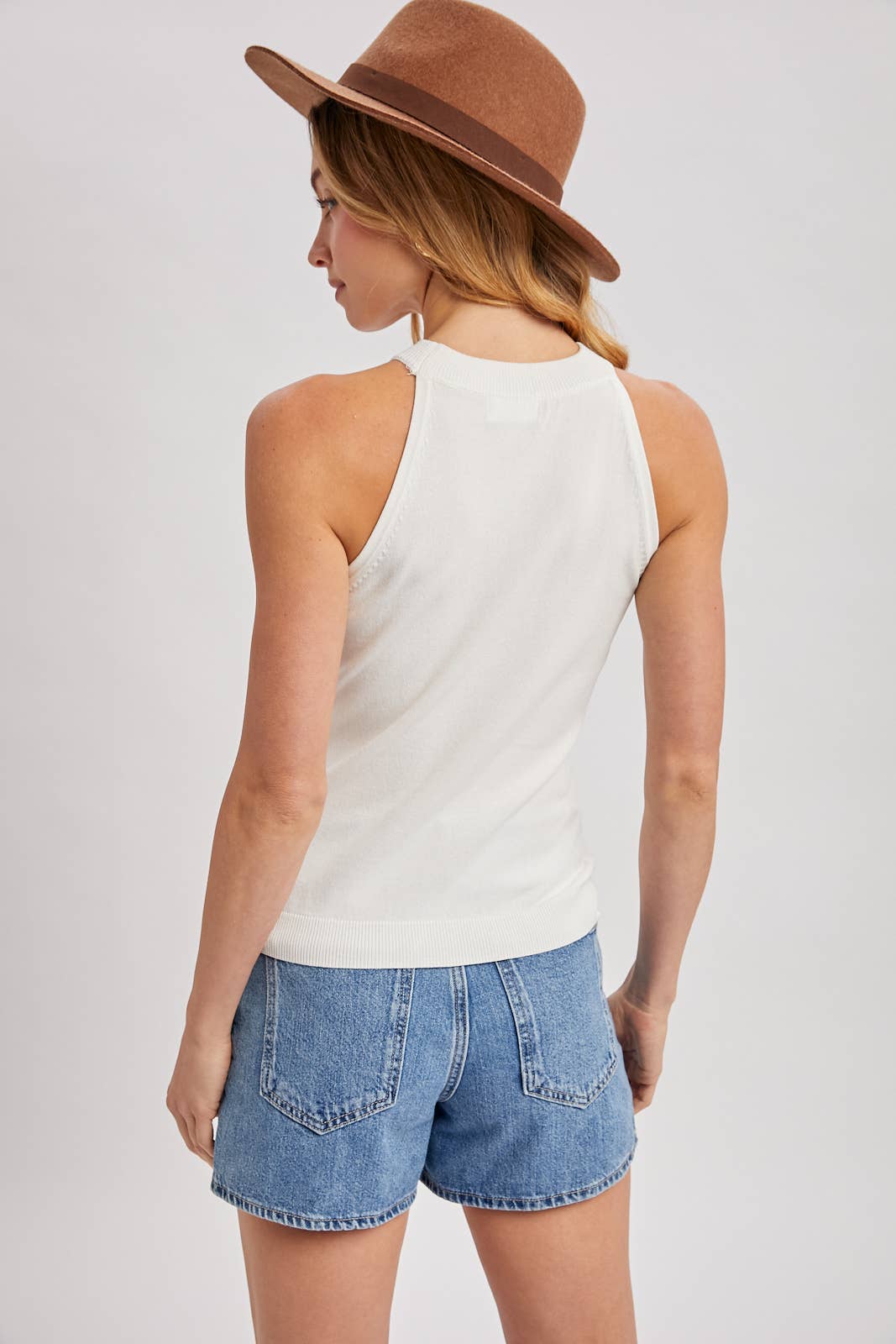 Halter Neck Knit Tank Top