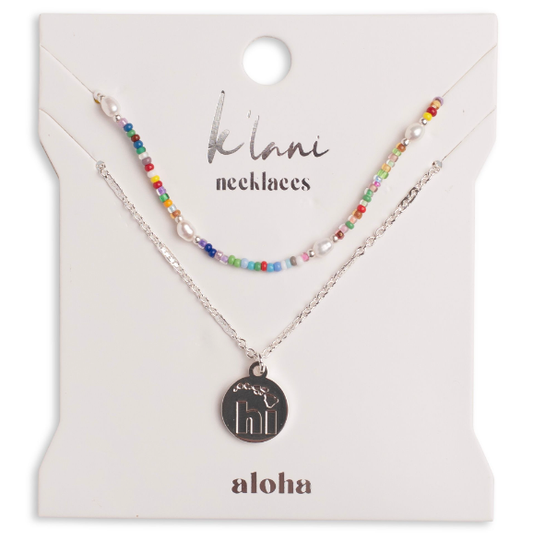 "Aloha" Silver Hawaii Necklace Set