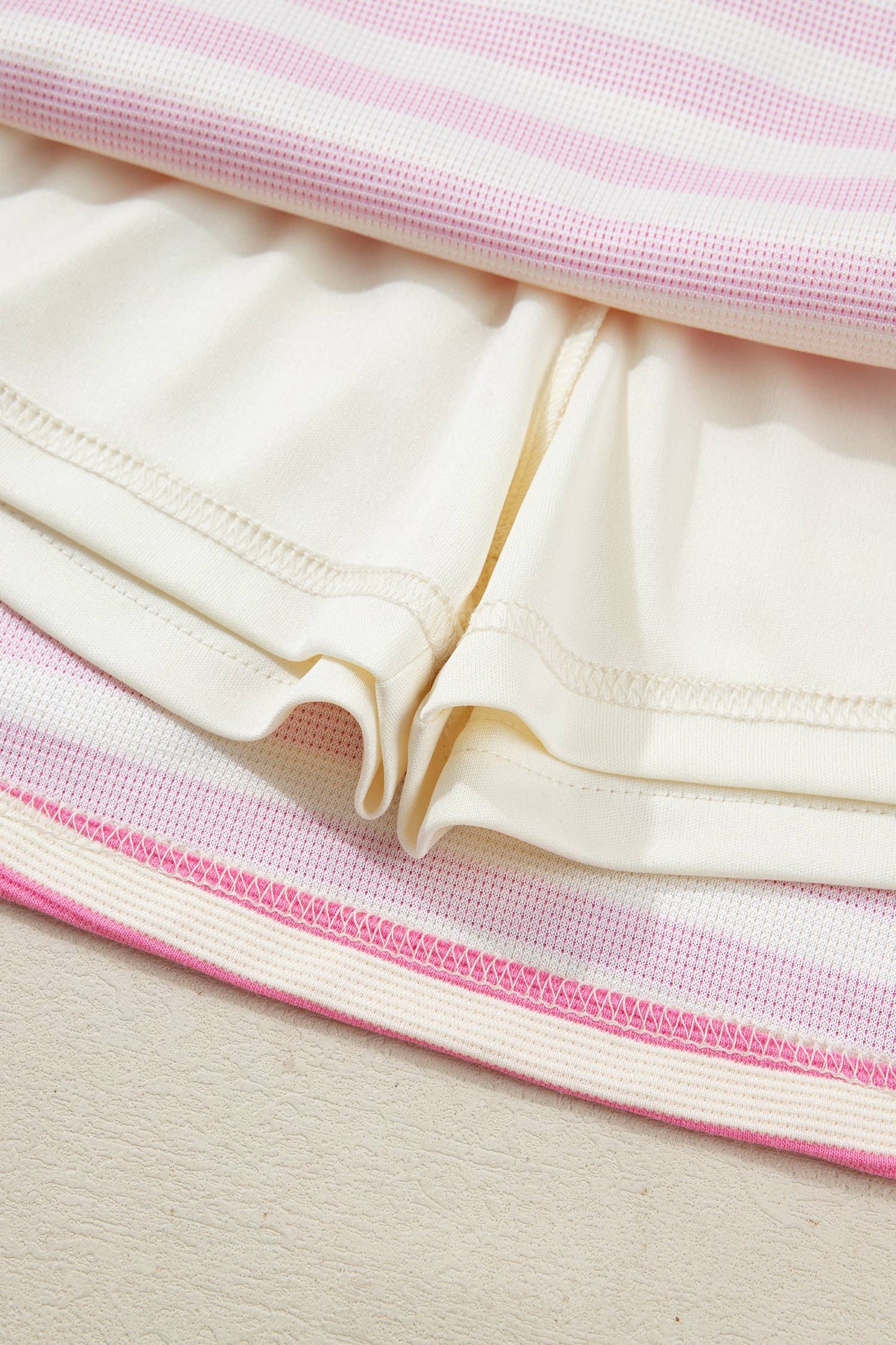 Sachet Pink Striped Sleeveless Polo Two-Piece Set