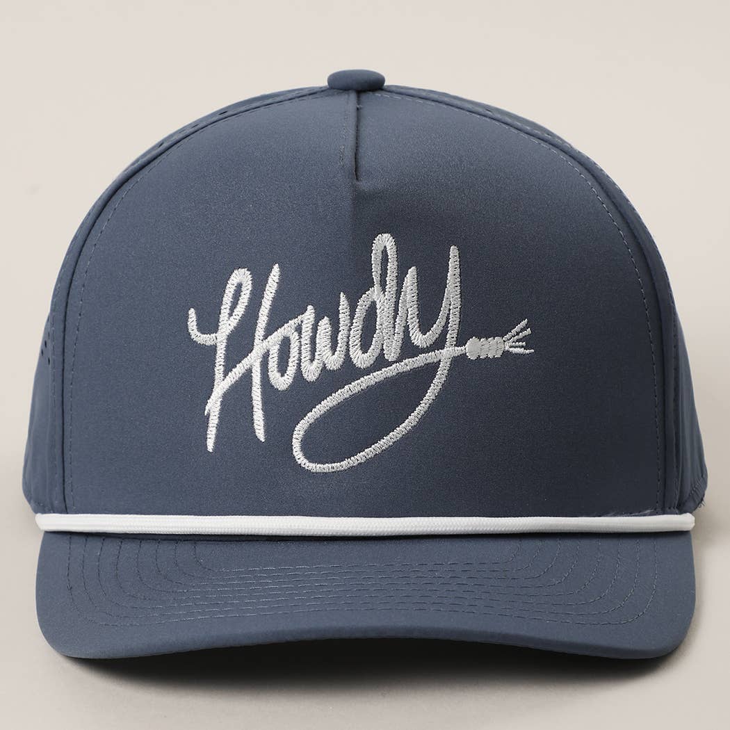Howdy Embroidered Blue/White Rope Strap Trucker Hat