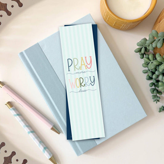 Pray More, Worry Less Bible Verse Bookmark