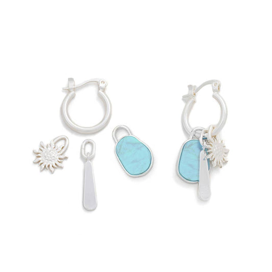 Turquoise/Sky/Silver Interchangeable Charm Earrings