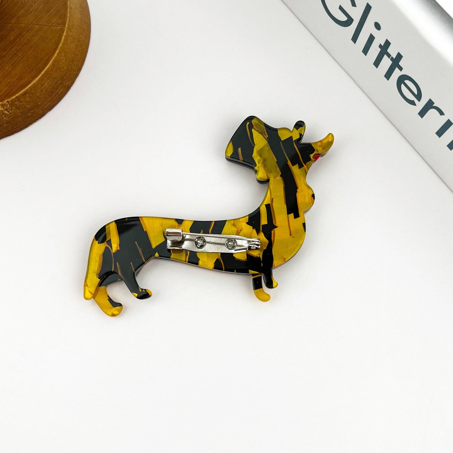 Cute Acetate Dachshund Brooch