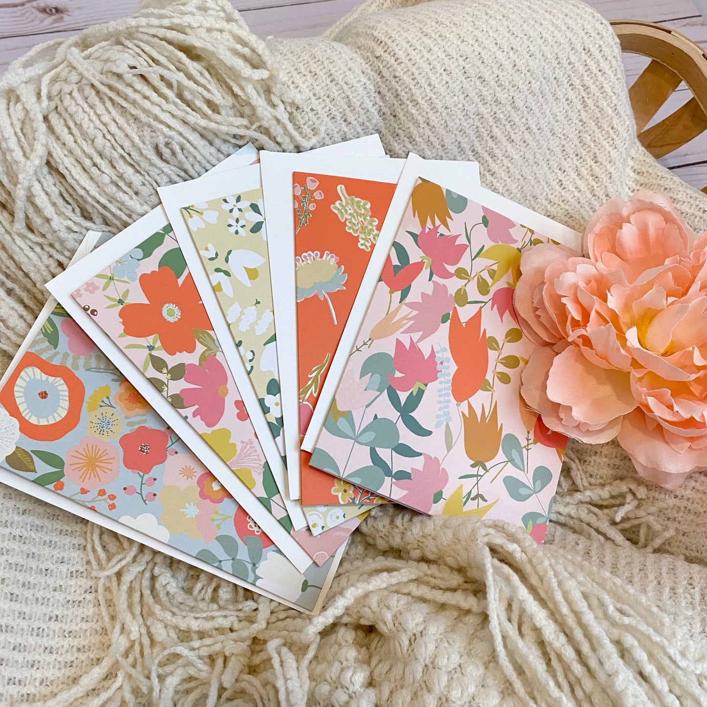Hand Drawn Floral Greeting Card Set