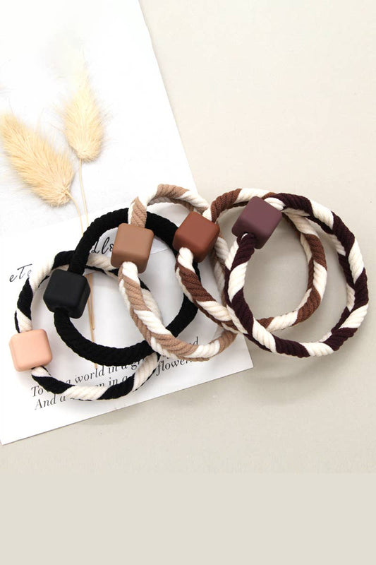 Two Tone Braided Hair Tie (5pcs)