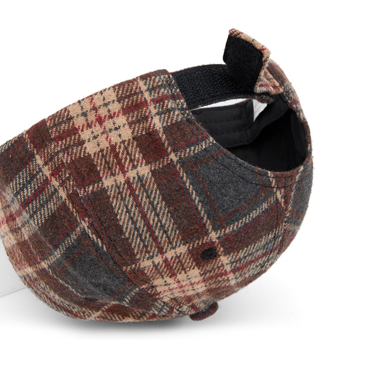 Wool Blend Blue/Burgundy Checkered Baseball Cap