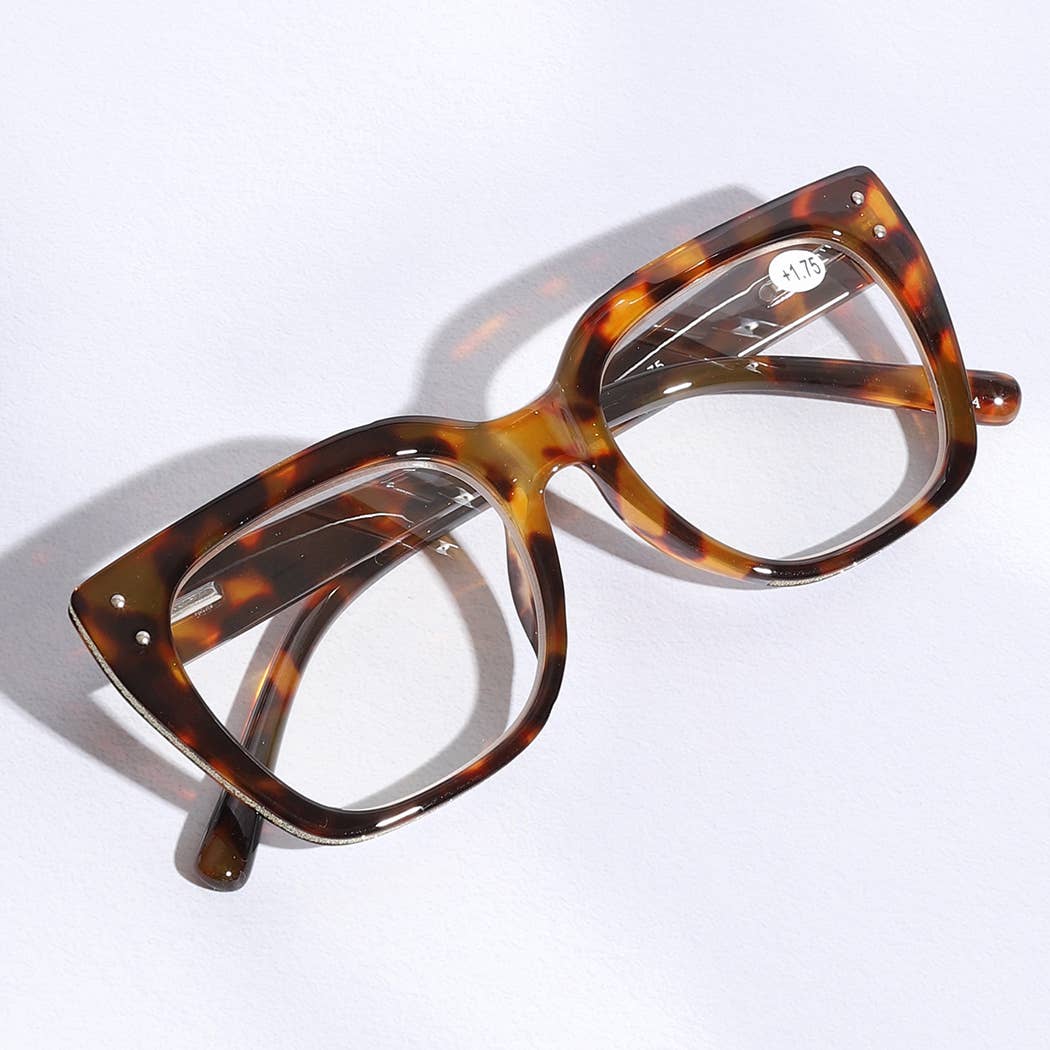 Wide Frame Glitter Side Reading Glasses