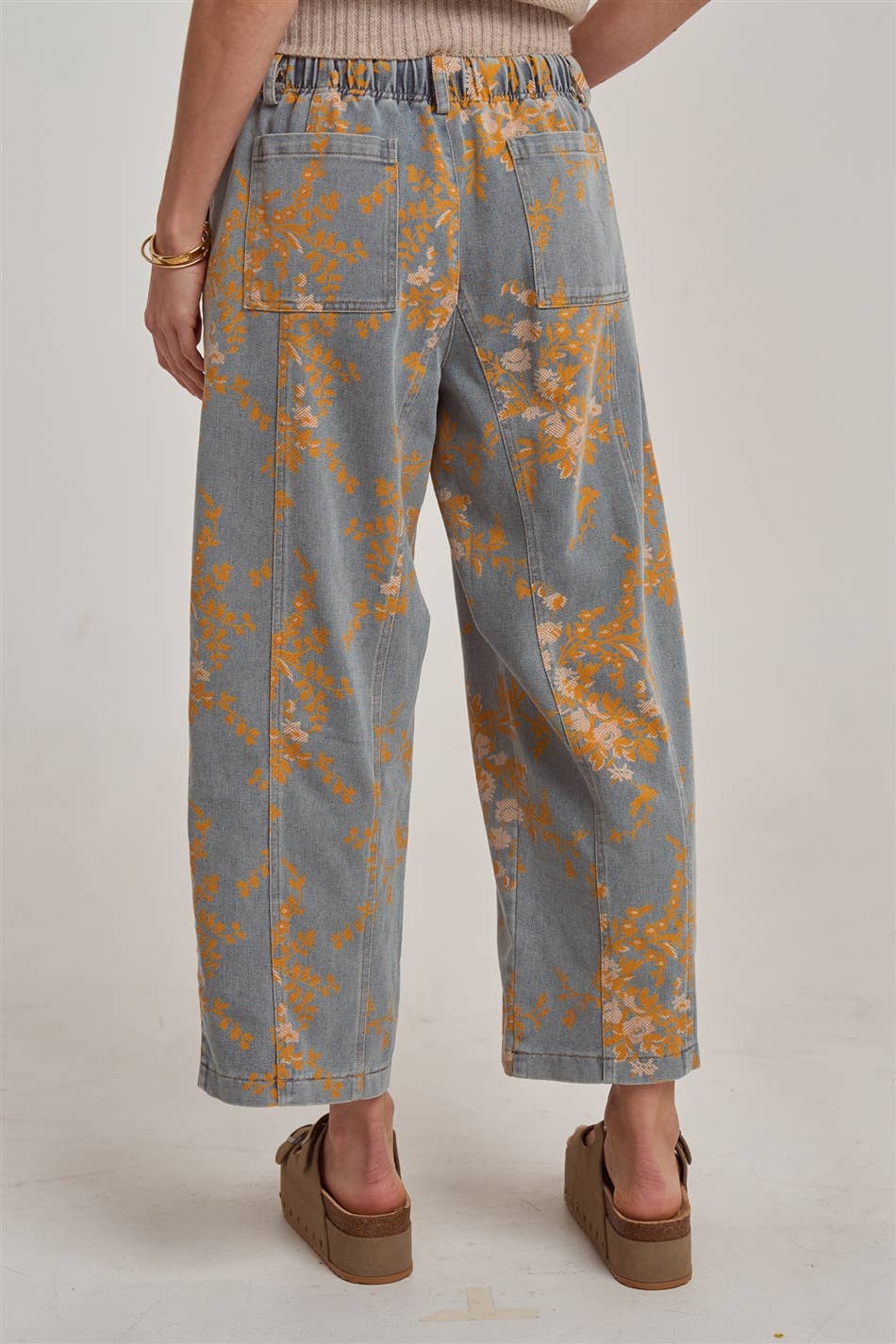 Mid Rise Denim Relaxed Floral Denim Jeans