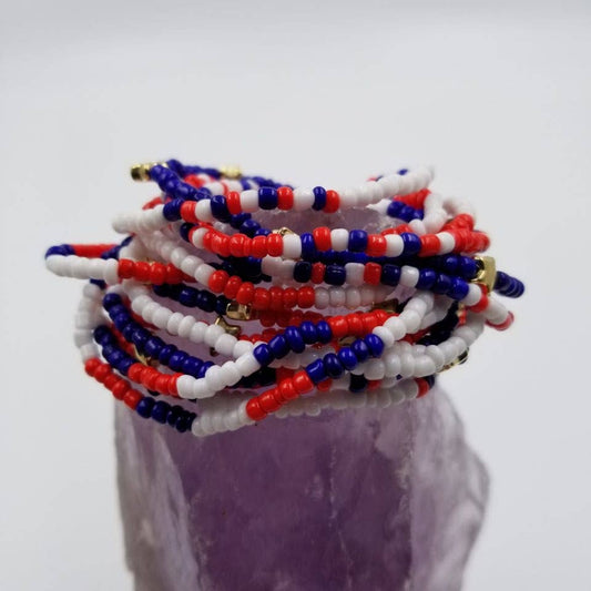Patriotic Star Beaded Stretch Bracelet Set (14)