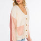Blush Color Block Knitted Cardigan