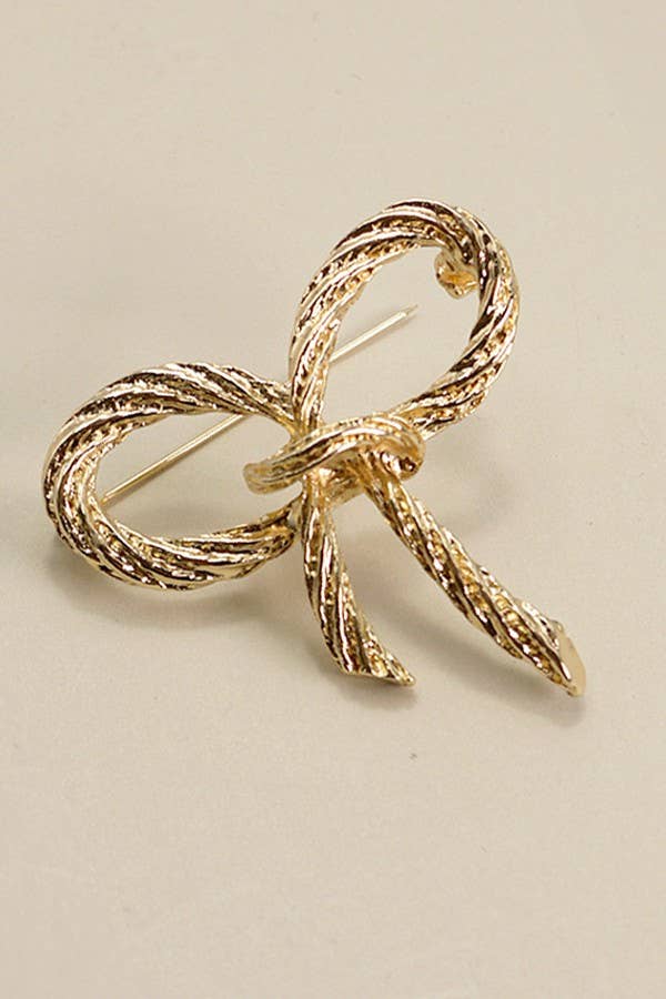 Gold Rope Bow Knot Brooch
