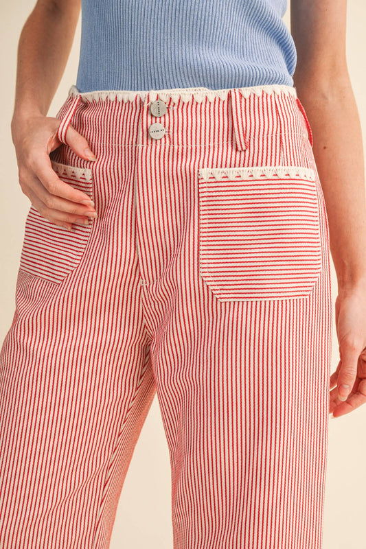 Red Stripe Wide Leg Pants