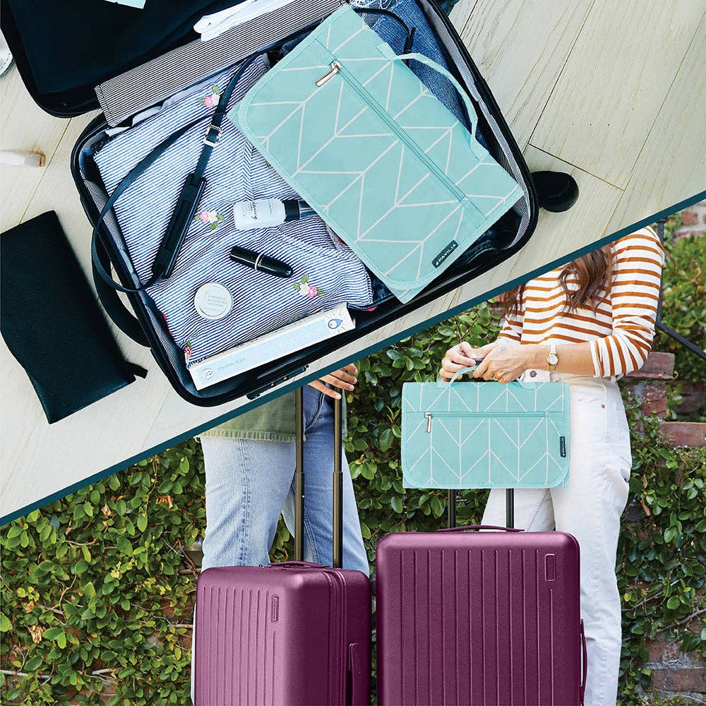 Rollout Hanging Toiletry Organizer Bag - Chevron Teal