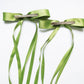 Green Double Strand Ribbon Hair Clip Set
