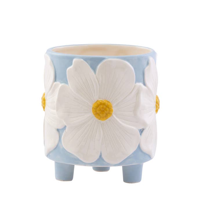 Blue Footed White Flower Planter