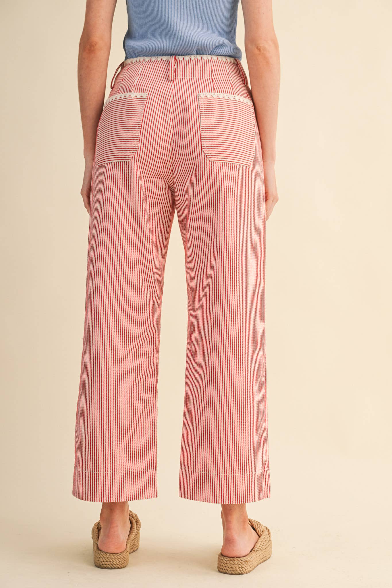 Red Stripe Wide Leg Pants