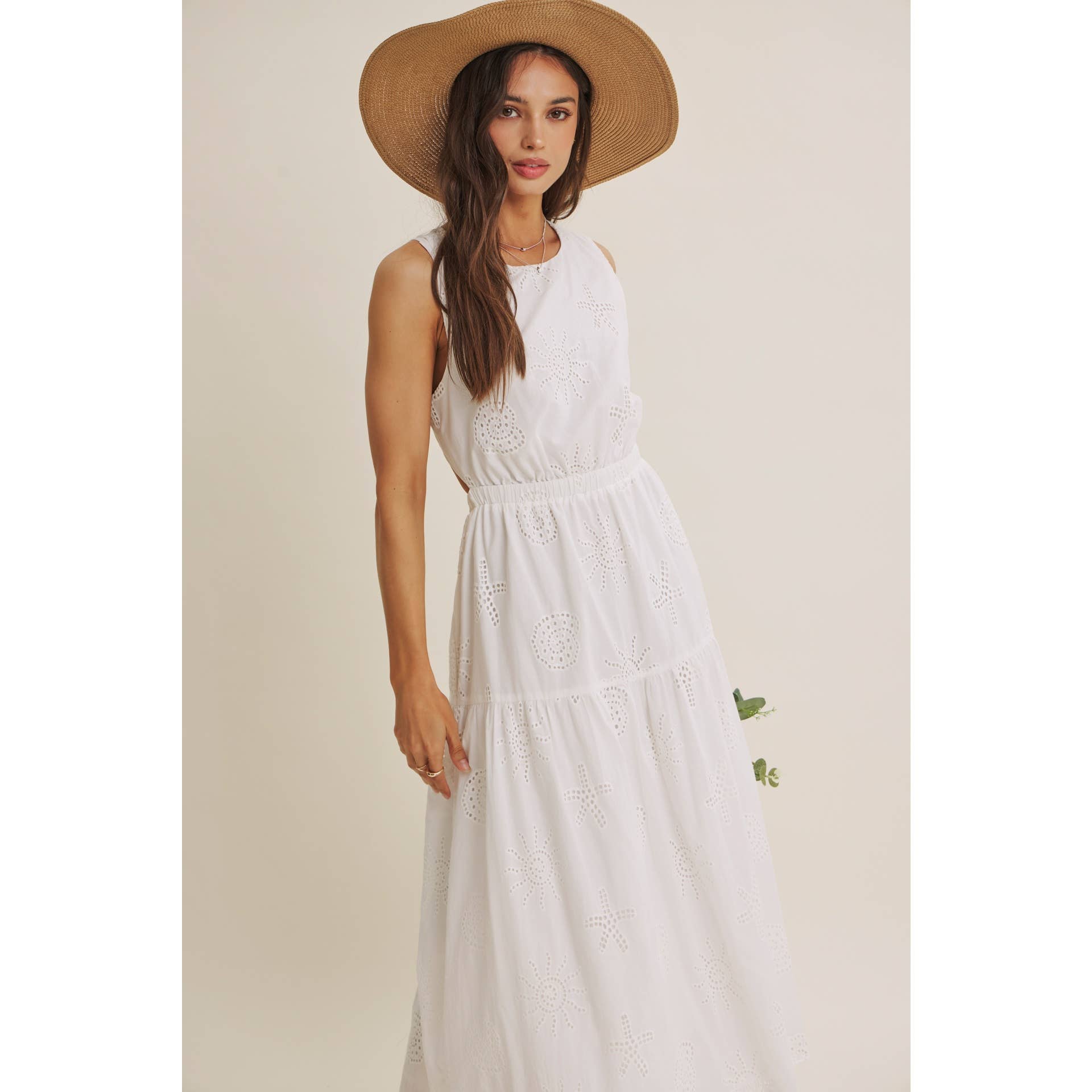 Sea Waves Off White Seashell Eyelet Dress L