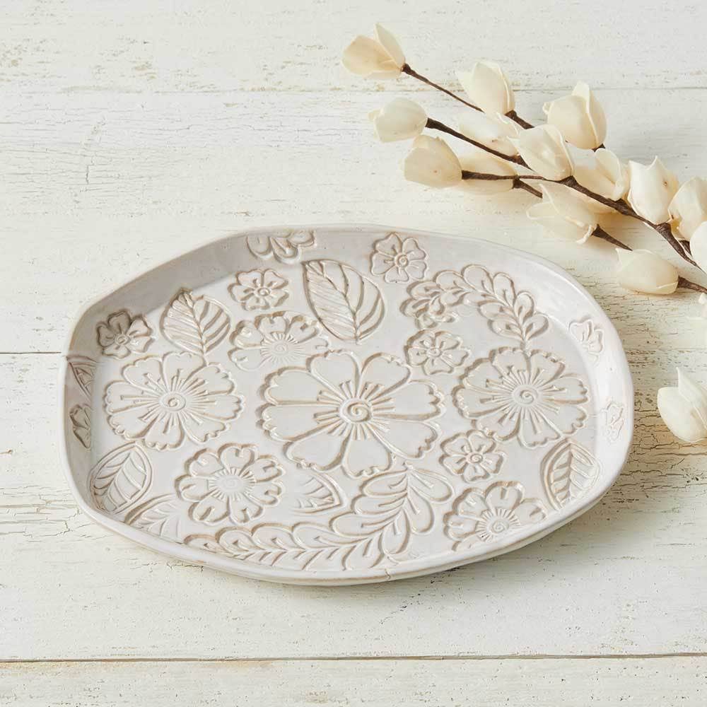 Pressed Blossom Ceramic Platter