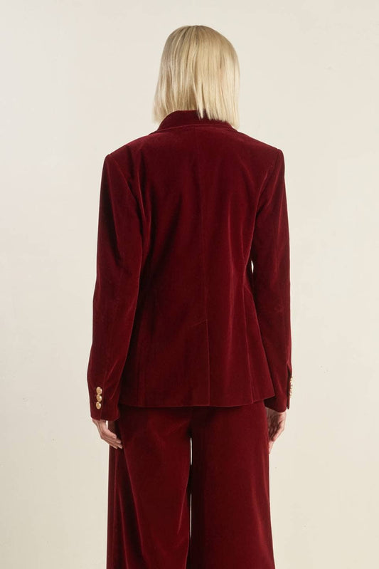 Berry Velvet Single Button Blazer - Purpose + Passion Boutique