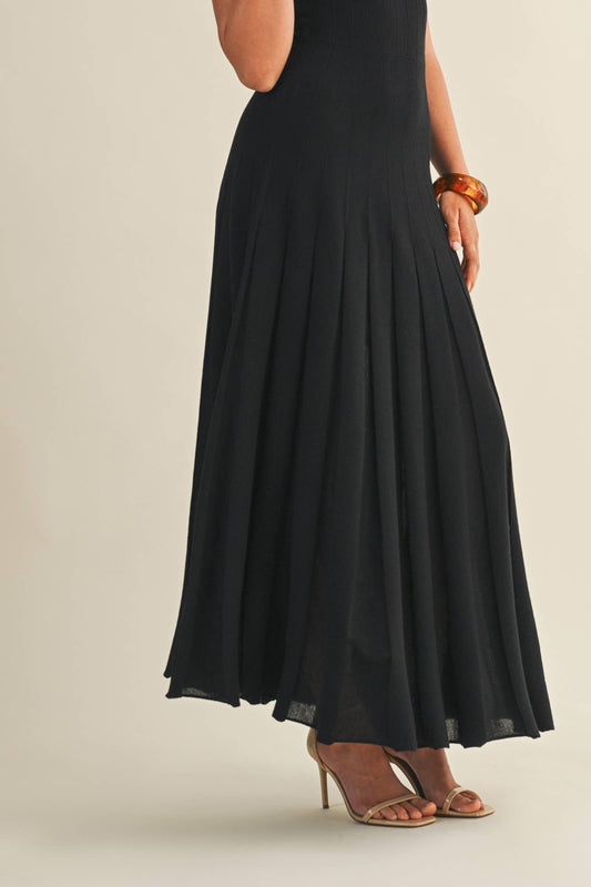Black Sleeveless Flare Sweater Dress - Purpose + Passion Boutique
