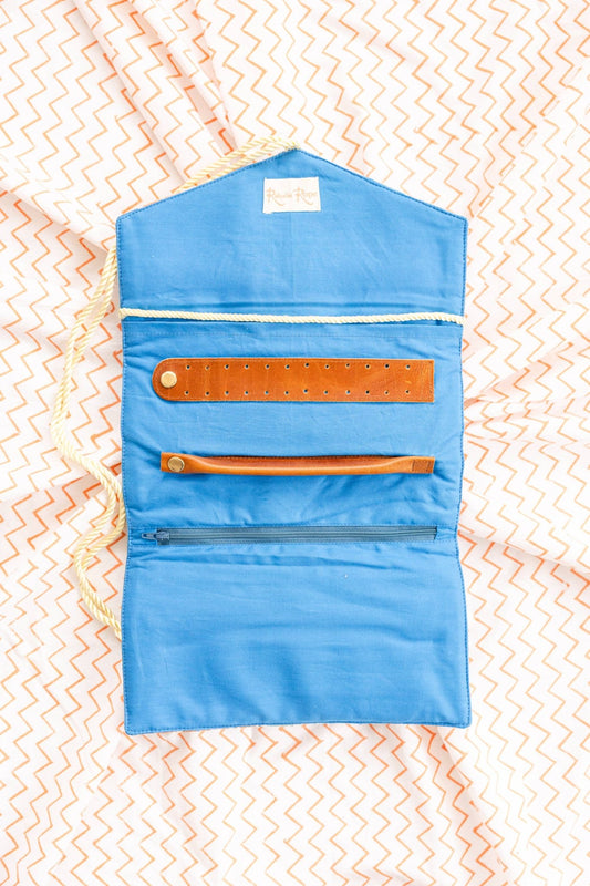 Blue + Orange Embroidered Velvet Jewelry Organizer - Purpose + Passion Boutique