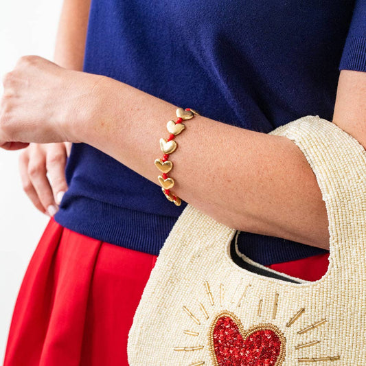 Brass Heart Bracelet With Crystals - Purpose + Passion Boutique