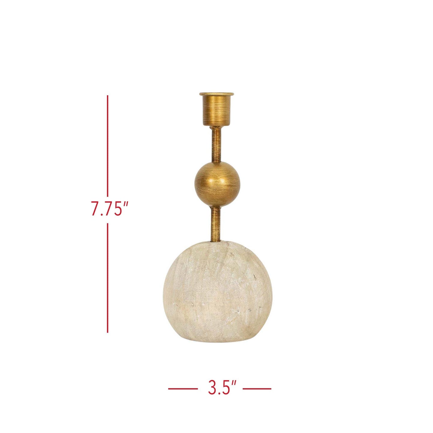 Brass Stacked Sphere Taper Candle Holder Wood & Metal - Purpose + Passion Boutique