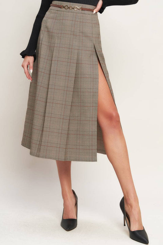 Brown Woven Midi Skirt - Purpose + Passion Boutique