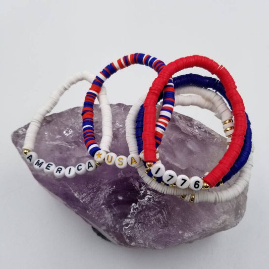 USA 1776 AMERICA Patriotic Heishi Bracelet (6)