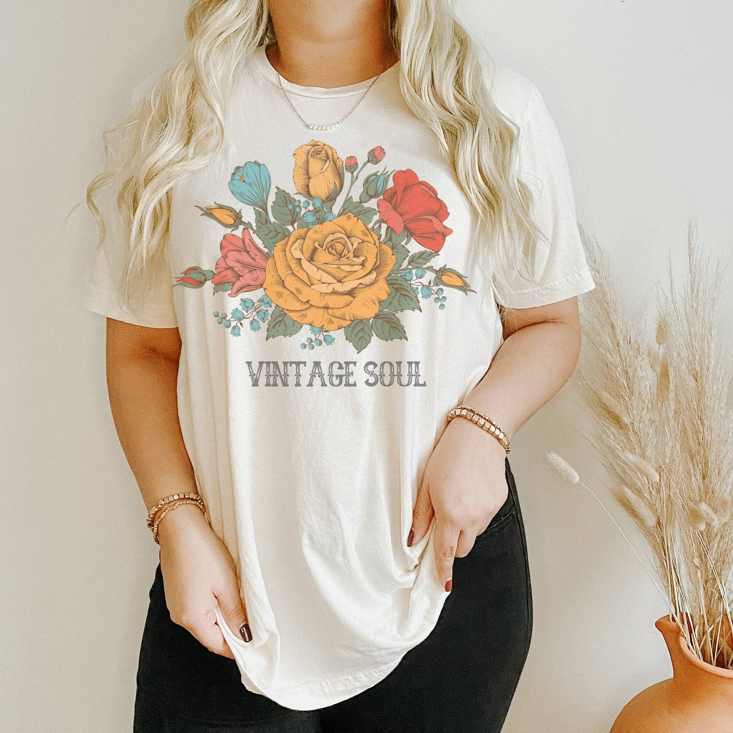 Vintage Soul Floral Retro Graphic T-Shirt